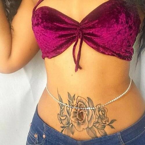 Sexy Rhinestone Waist Chain Body Jewellery Summer Sandy Beach Bikini Shining Waist Chain Belly Chains For Women Fashion Gift