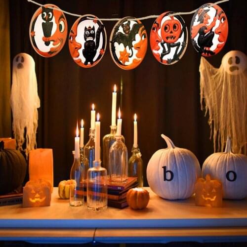 5pcs Halloween Wooden Pendants Black Cat Jack-o-lantern Owl Witch Bat Wall Hanging Decorations For Home Party Room Ornaments