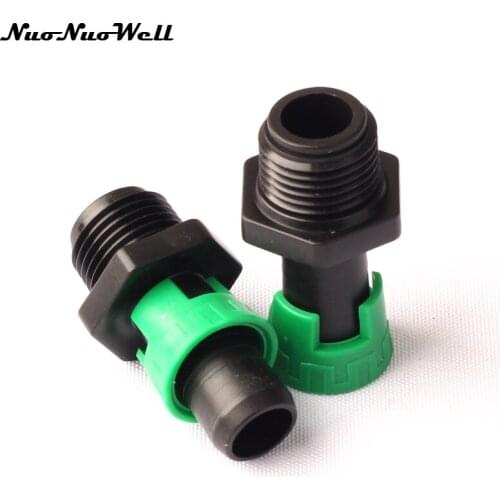10pcs NuoNuoWell 1/2" Thread to 16mm Straight Drip Tape Connector for Garden Micro Drip Irrigation Hose Fittings Adapter