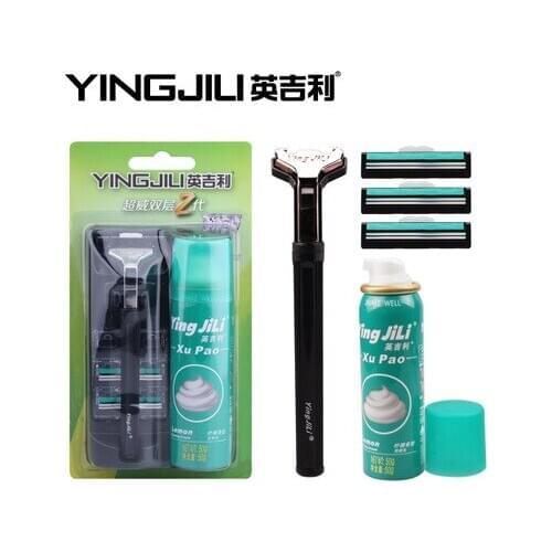 Manual Razor Mens shaver epilator Safety bic Machine for shaving barber hair removal 1holder 6blade 1Foam YinJiLi-217