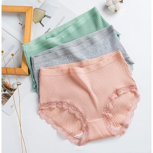 Sexy Women Lace Panties Underwear Lace Solid color Briefs Breathable Floral stripe Lingerie Sexy Fashion Panties For Ladies