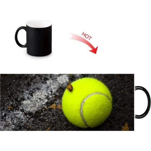 Custom Tennis Ball Pattern Color Change Water Mug 350ml Heat Reveal Coffee Cups Temperature Sensitive magic Mugs