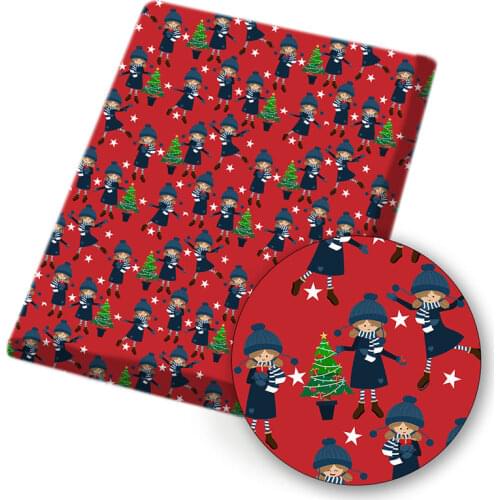 Polyester Cotton Cloth Fabric Sheet Christmas Tree Printed Fabrics For DIY Dress Kids Doll Craft Sewing Accessories 45*145cm/pc