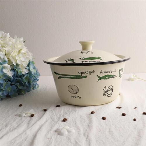 Thickened Vegetable Salad Bowl Enamel Soup Bowl Household Kitchen Utensils Enamel Fruit Basin and Basin