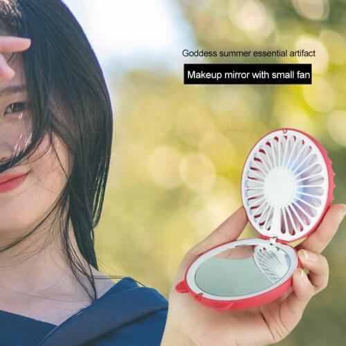Best Hot Sale USB Makeup Mirror Small Fan Mini Folding Portable Fan LED Fill Light Handheld Fans Beauty Tools TK-ing