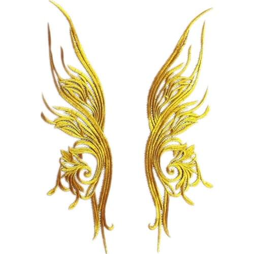 Iron On Appliques Gold Embroidery Flower Cosplay Costumes Garment Patches Embroidered Garment Trims Gold And Silver 47cm