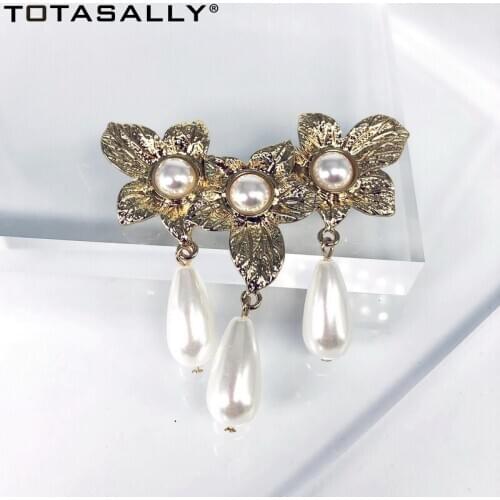 TOTASALLY Women Luxurious Brooches Fashion Vintage Flower Pins Faux Pearl Pins Gifts Broches dropship For Party
