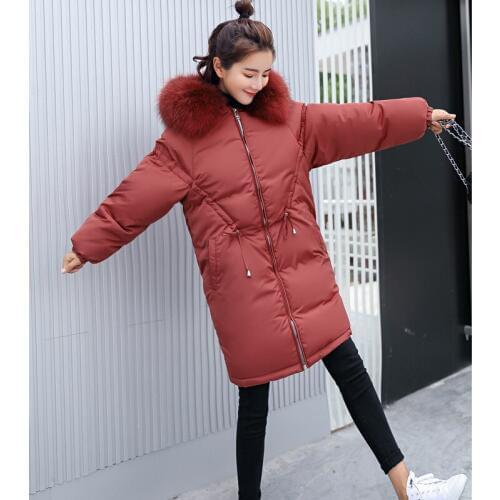 Cayman Time Winter Clothes Long Fund Easy Down Cotton Woman Tide Cotton-padded Clothes Hair Lead Even Hat Loose Coat E1816