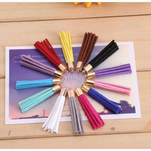 10pcs/lot Multi Color 5cm Suede Tassel Gold Caps/DIY/ Charms/Leather Tassels/Decorative Pendant/ Earring,Phone,Crafts Decoration