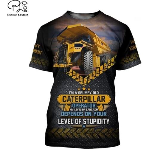 2020 Summer heavy-equipment Fashion Women/Men 3d Cat Excavator Tshirt Cat T shirt Short Sleeve Tees shirts Unisex dropshipping