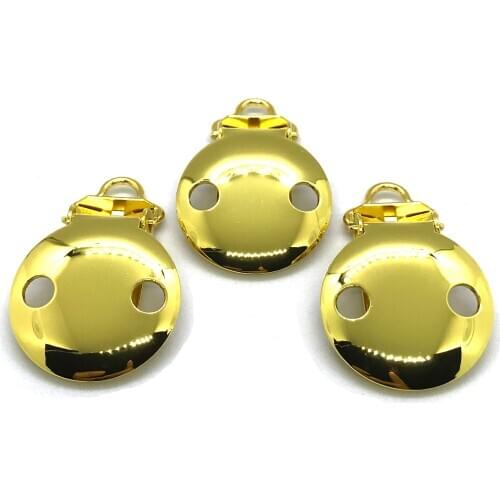 25pcs Small Loop 5mm Gold Color 2 Holes Pacifier Clips Suspender Clips EN-12586