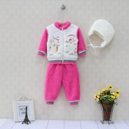 Coral fleece baby hat+jacket+long pants 3 pieces/lot newborn clothing set newborn boys and girls clothes
