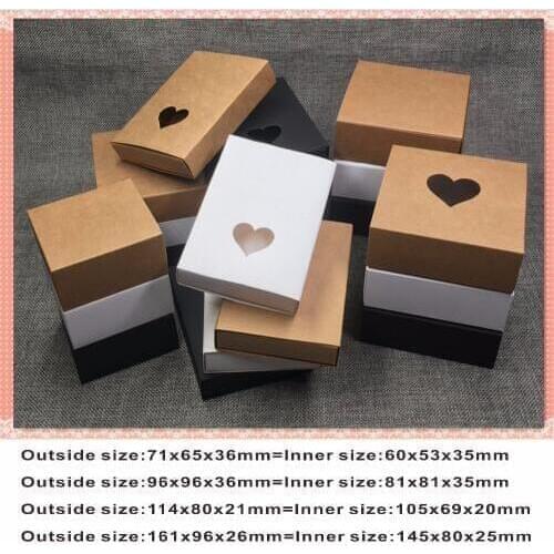 30PCS Jewelry package different 4 size Blank Kraft Paper Box For Jewelry Ornament Candy Petal Tea deposite gift Packing Box