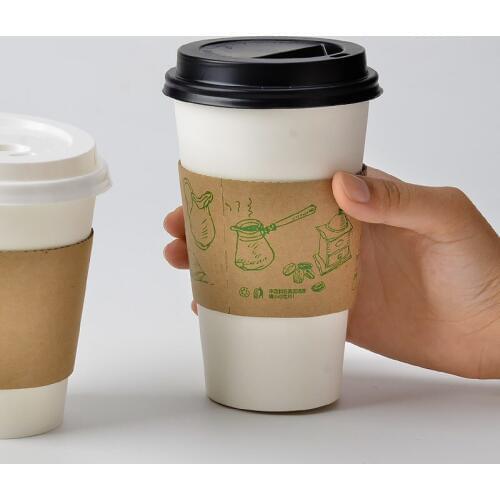 50pcs High quality white thicken paper cup with insulation kraft paper cup sleeves party favor disposable coffee cups with lids