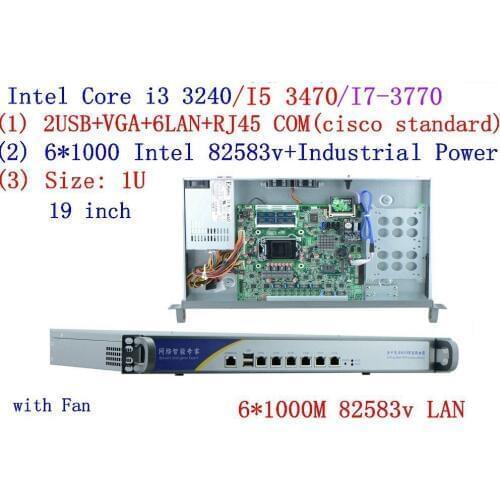 6 Intel PCI-E 1000M 82583V Gigabit LAN B75 1U Firewall Appliance i3 3240 3.4GHZ Processor Pfsense Firewall Network hardware