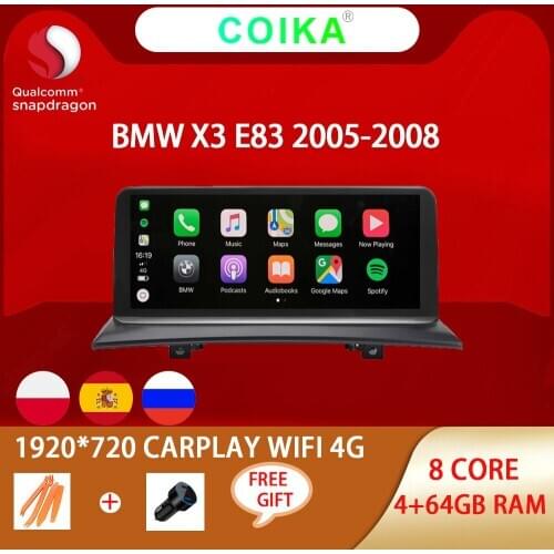 8 Core Snapdragon 1920*720 Car IPS Touch Screen Stereo For BMW X3 E83 2005-2008 WIFI Carplay 4G LTE 4+64GB Multimedia GPS Radio