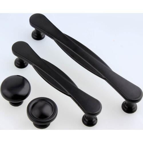 96mm modern simple black kitchen cabinet cupboard door handles retro simple matte black drawer shoe cabinet knobs pulls 128mm 5"