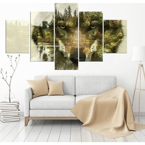 Diamond Painting 5 Pieces forest Wolf Head Face Diamond Embroidery sale full square round drill Mosaic diamond picture natural