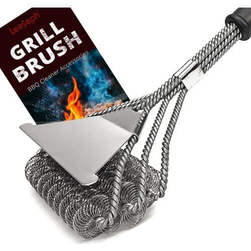 Safe Grill Brush - Bristle Free BBQ Grill Brush - Rust Resistant Stainless Steel Barbecue Cleaner - Great Grilling Accessories