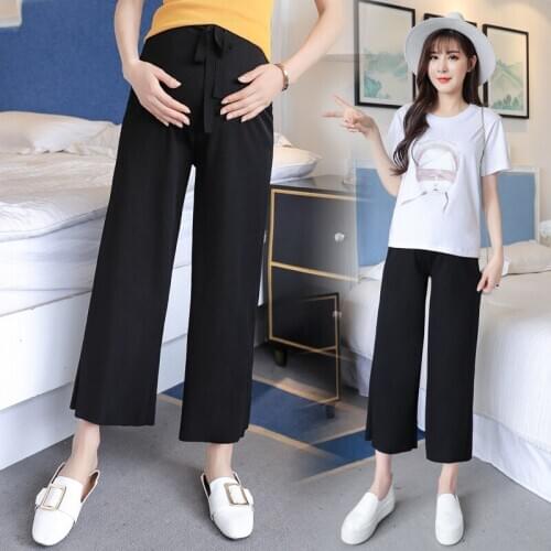 2020 New arrival Pregnancy trousers For Pregnant Women Pregnancy Pants plus size high waist wide leg Moms Maternity