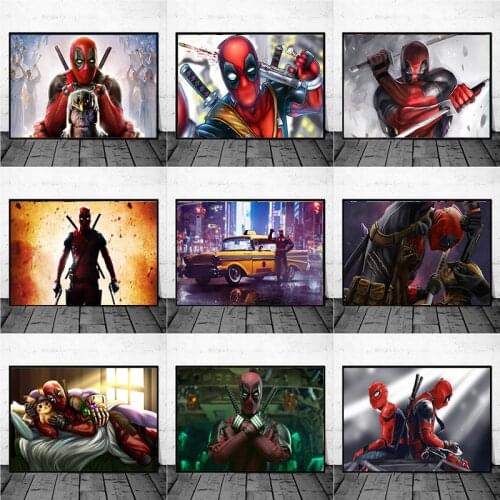 Popular Movie Marvel Avengers Canvas Painting Superhero Deadpool Posters and Prints for Living Room Home Decoration Painting