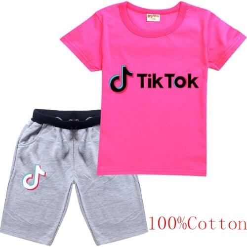 TIK TOK Clothing Set Kids T-Shirt+Shorts 2Pcs Sets Baby Boys Casual Tracksuit Girls Summer Clothes