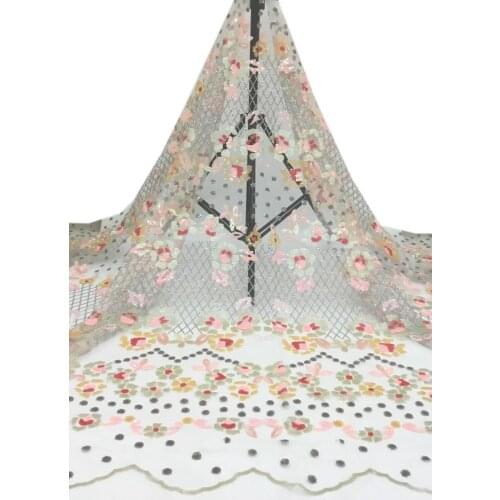 Pretty (5yard/lot) african tulle net lace for evening dress ZH-109885 wholesale sequins lace fabric