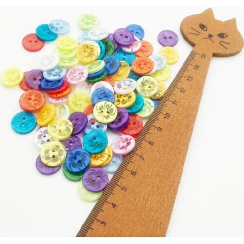 50/100PCS 15mm Round With Flowers Resin Mixed Colors Buttons For Scrapbook Crafts DIY Handmade Children Clothing Accessories