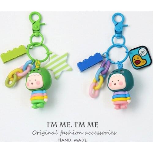 Small Dinosaur Keychain Pendant Ornaments Creative Doll Chain Ring Cute Men and Women Key Ring Bag Accessories Car Pendant