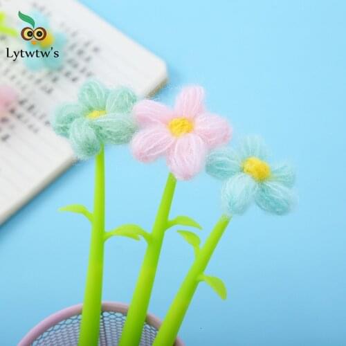 1 Piece Lytwtws Cute Kawaii Silicone Sun Flower Gel Pen Stationery Office School Supplies Novel Sweet Lovely Pretty creative