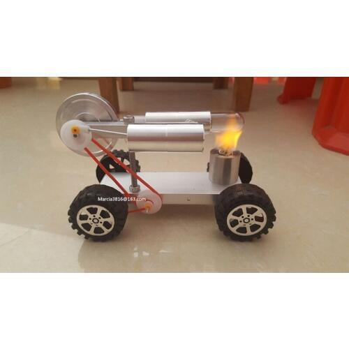 2016 New DIY Stirling Engine Model four wheel vehicle science educational Education Toy Christmas gift free shipping