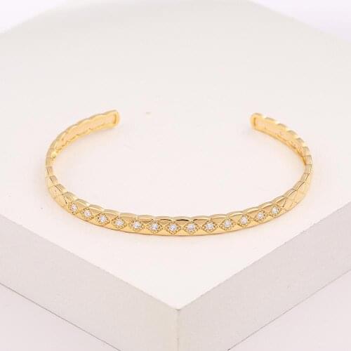 Trendy Simple Pure Copper Jewelry Open Bangles & Bracelets Carving Wristband Cuff Bracelet For Women Girls Shiny Pulseiras