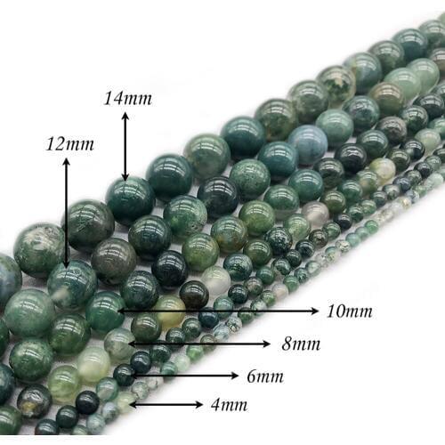 Natural Stone Dark Green Chalcedony Round Loose Charm BeadsFitMulti-purpose Jewelry Making 4 6 8 10 12 14MMPick Size J321