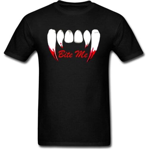 Vampire Twilight Buffy Bite Me Tooth New T Shirt Bloodiness Ghost Gothic Black Tshirts For Men Oversized Filme Custom Clothes