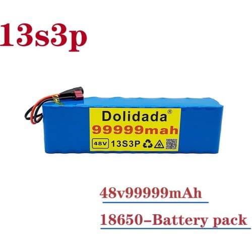 2021 NEW 48V 99.999Ah 1000w 13S3P 48V 18650 Lithium ion Battery Pack For 54.6v E-bike Electric bicycle Scooter with BMS