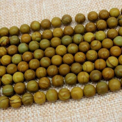 Wholesale Natural Stone Wood stone Round Loose Beads 15.5" Pick Size 4 6 8 10 12mm For Jewelry Making