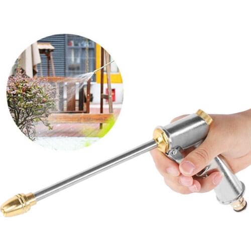 Brass+Zinc Alloy High Pressure Water Spray Gun Long Hose Brass Nozzle Adjustable Car Wash Garden Watering Gun