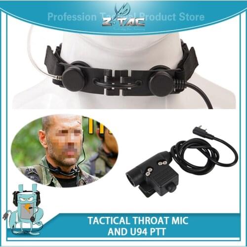 Z Tactical Throat Microphone Military Headset Hunting Bodyguard Sniper Throat Mic Tube Airsoft Tactical Headphones Softair Z033