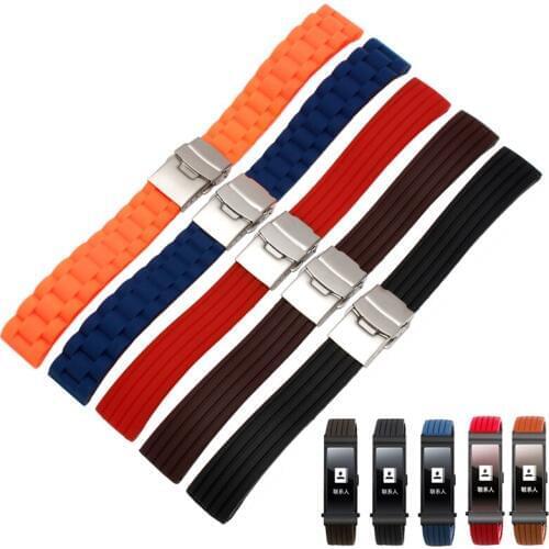 Rubber watchband 16mm 18mm 20mm 22mm 24mm for Huawei B2 B3 B5 watch Silicone universal bracelet