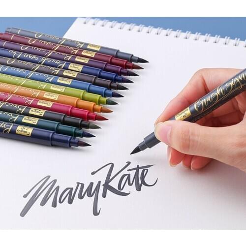 12 Colors Calligraphy Pen Hand Lettering Pens Brush Refill Lettering Pens Markers for Writing Drawing Black Ink Pens Art Marker
