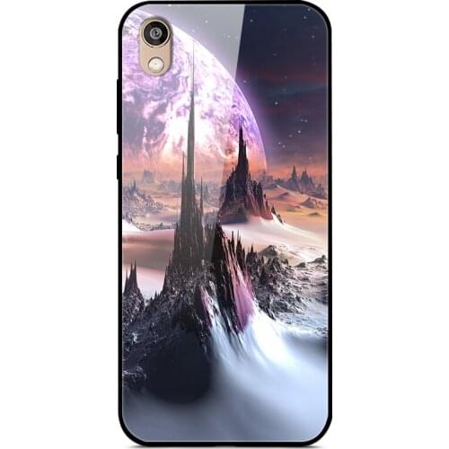 Glass Case For Honor 8S Phone Case Phone Cover Phone Cell Back Bumper Star Sky Pattern