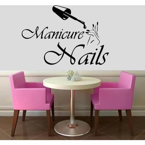 Fashion Vinyl Wall Decal Nails Salon Design Wall Stickers Interior Manicure for Beauty Salon Window Decoration sticker