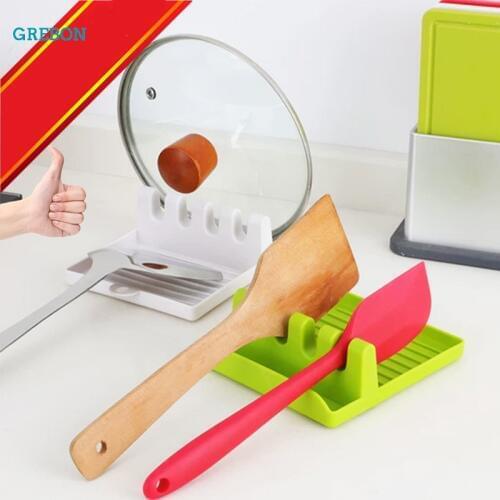 Kitchen Organizer Storage Spoon Rack Shelf Holder Lid Utensil Tool Stand Dish Drainer Heat Resistant Multifunction Cooking Acces