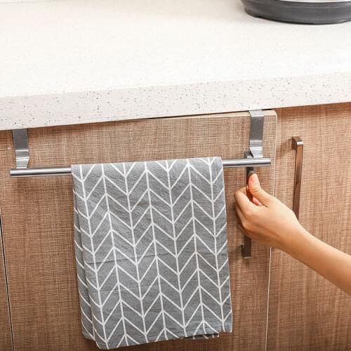 Stainless Steel Towel Rack Wall Mounted Stand Kitchen Cabinet Door Hanging Organizer Bathroom Towel Holder Shelf Towels Bar