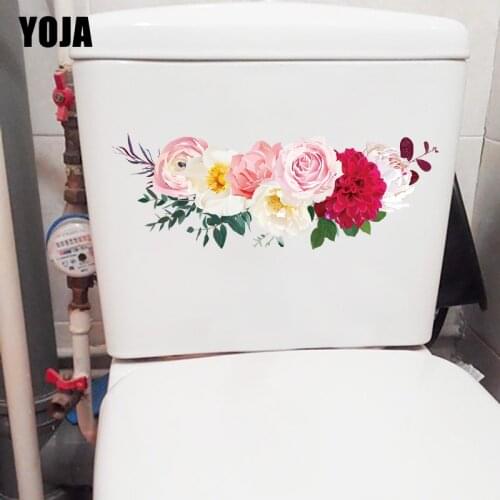 YOJA 28.3CM×10.3CM Beautiful Bouquet Living Room Wall Decoration Home WC Toilet Stickers T1-2530