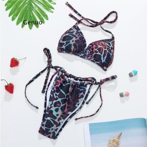 Two-Piece Womens Fashion Sexy Bikini Floral Printed Halter High Waist Cover Up Swimsuit Beach Dress Bikini Mujer Baador
