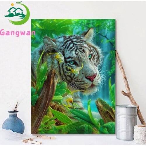 Animal Tiger 5D DIY Diamond Painting Full Square/Round Diamond Embroidery Picture Cross Stitch Home Decor Mosaic Flowers newest