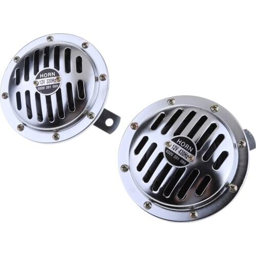 1 Pair Chrome Disc Type Hi Tone Low Tone Horn Set 415/350 Hz 118Db