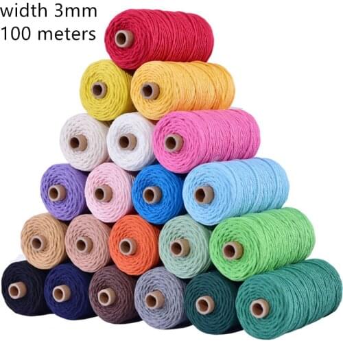 100 Meters/Roll Colorful Cotton Rope DIY Hand-Woven Line For Tapestry Binding Decorative Rope 3MM Wedding Supply TJ2049