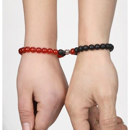 2pcs/set Beaded Yoga Bracelet For Lovers Attractive Charm Distance Magnet Couple Bracelets Friendship Jewelry